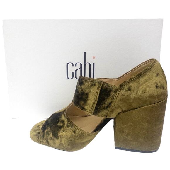 Cabi 6016 Velvet Moss Green Interlock Block Heels Women's Size 9 - Picture 1 of 9